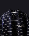 White Stripe Rugby Full Sleeve Quarter Zipper