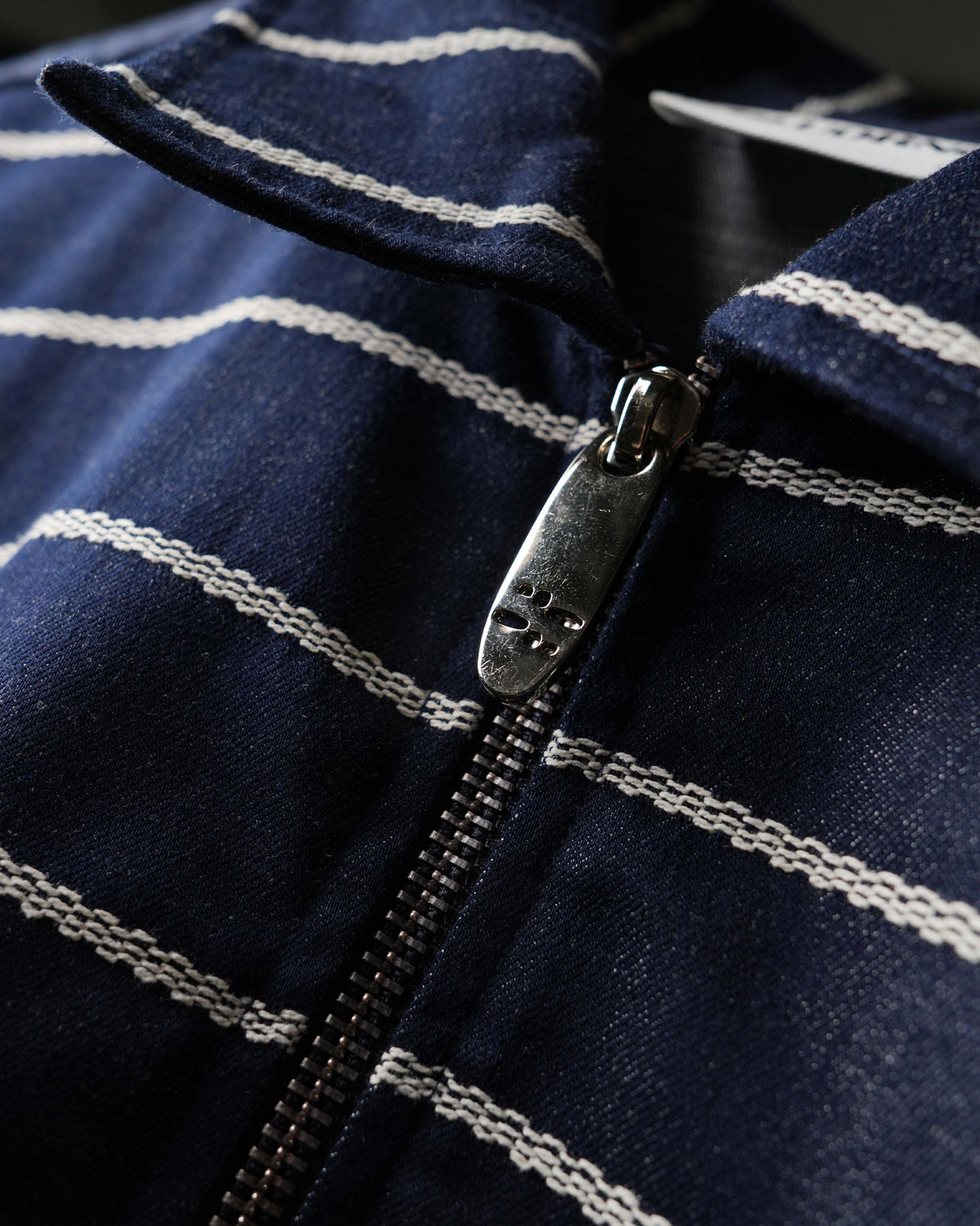 White Stripe Rugby Full Sleeve Quarter Zipper